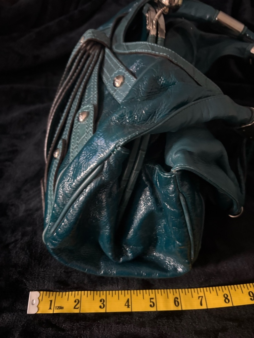 Versace Teal Blue Shoulder Bag with Silver-Tone Hardware - Picture 16 of 16